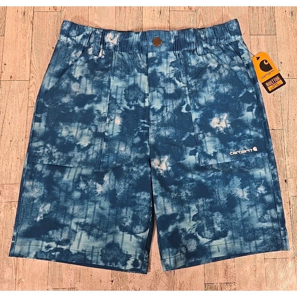 Carhartt Shorts 14/16 Boys Elastic Waistband Lightweight Blue Deep Lagoon NEW